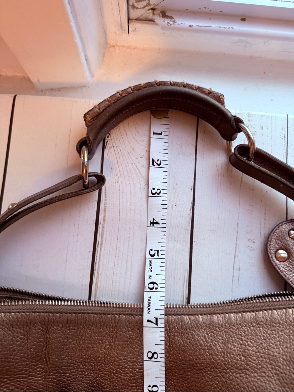 Furla | Vintage Metallic Taupe Pebbled Leather Hobo‎ Shoulder Bag - Picture 11 of 15